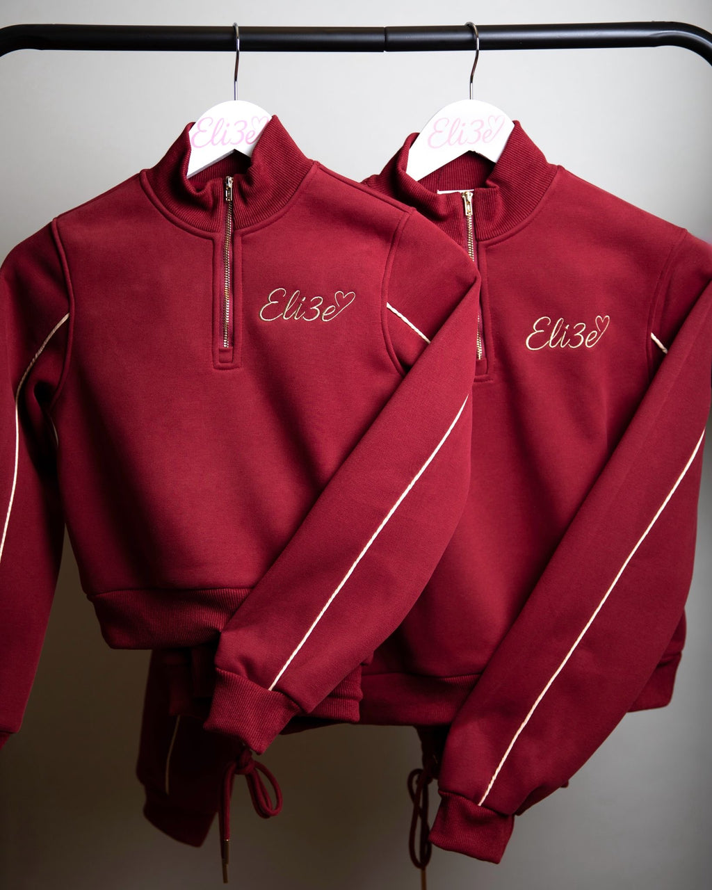 Eli3e Essentials Burgundy Quarter Zip Tracksuit