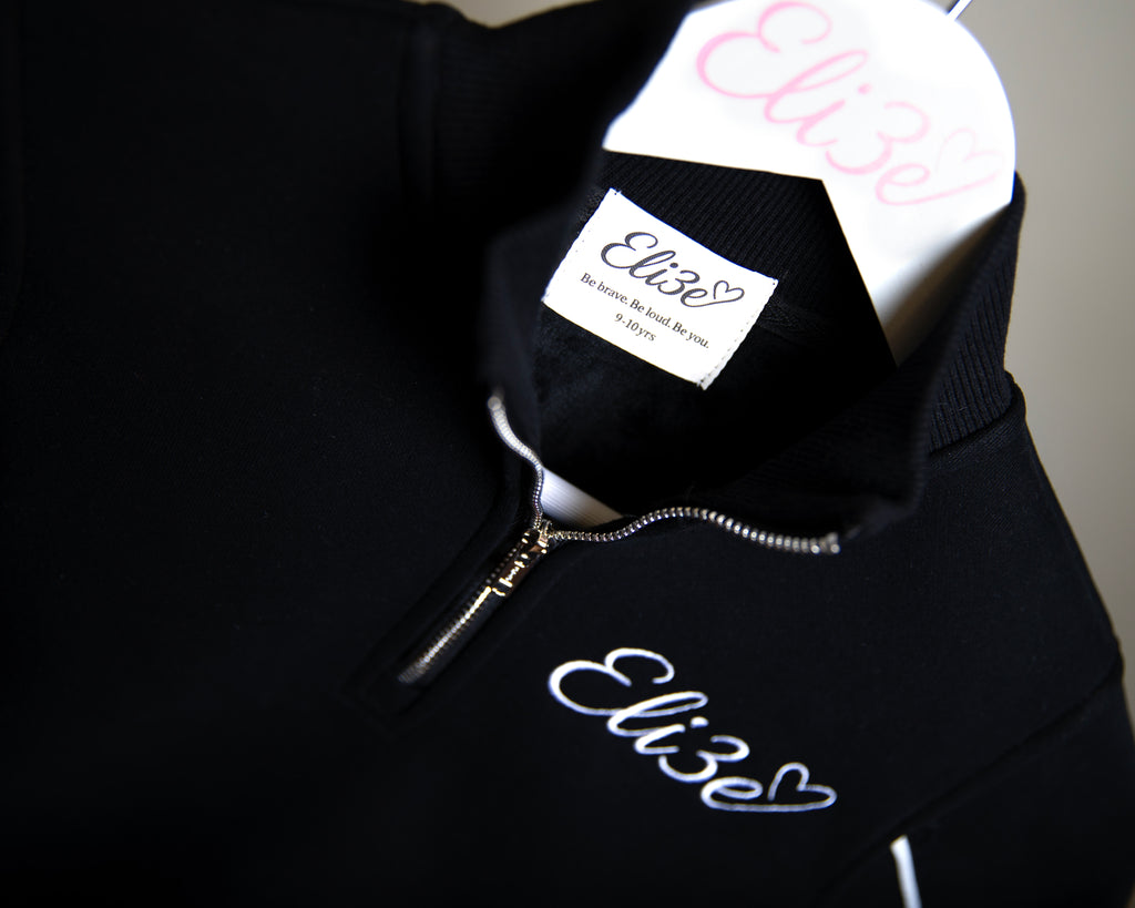 Eli3e Essentials Black Quarter Zip Tracksuit