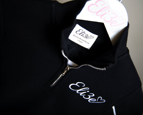 Eli3e Essentials Black Quarter Zip Tracksuit