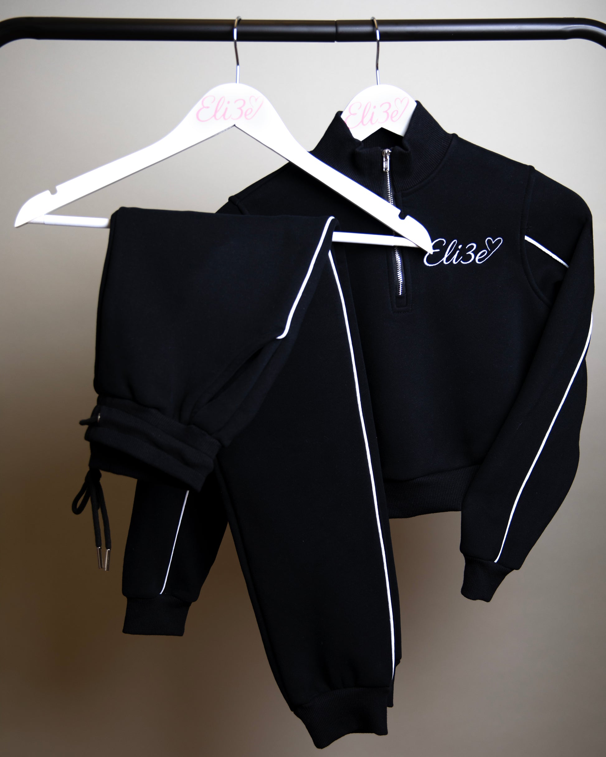 Eli3e Essentials Black Quarter Zip Tracksuit
