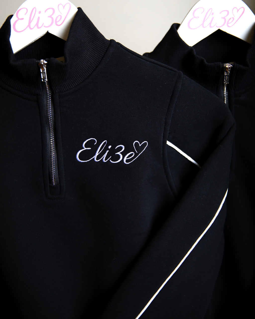Eli3e Essentials Black Quarter Zip Tracksuit