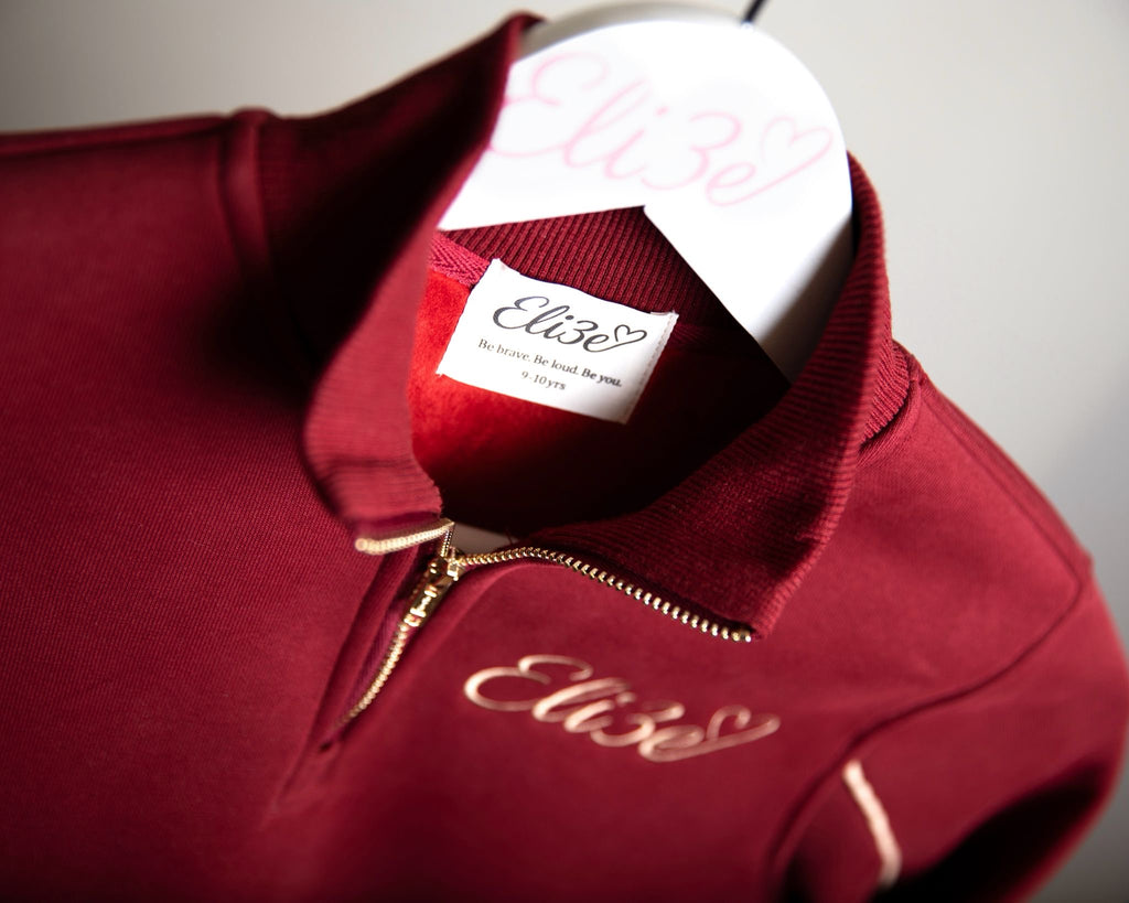 Eli3e Essentials Burgundy Quarter Zip Tracksuit