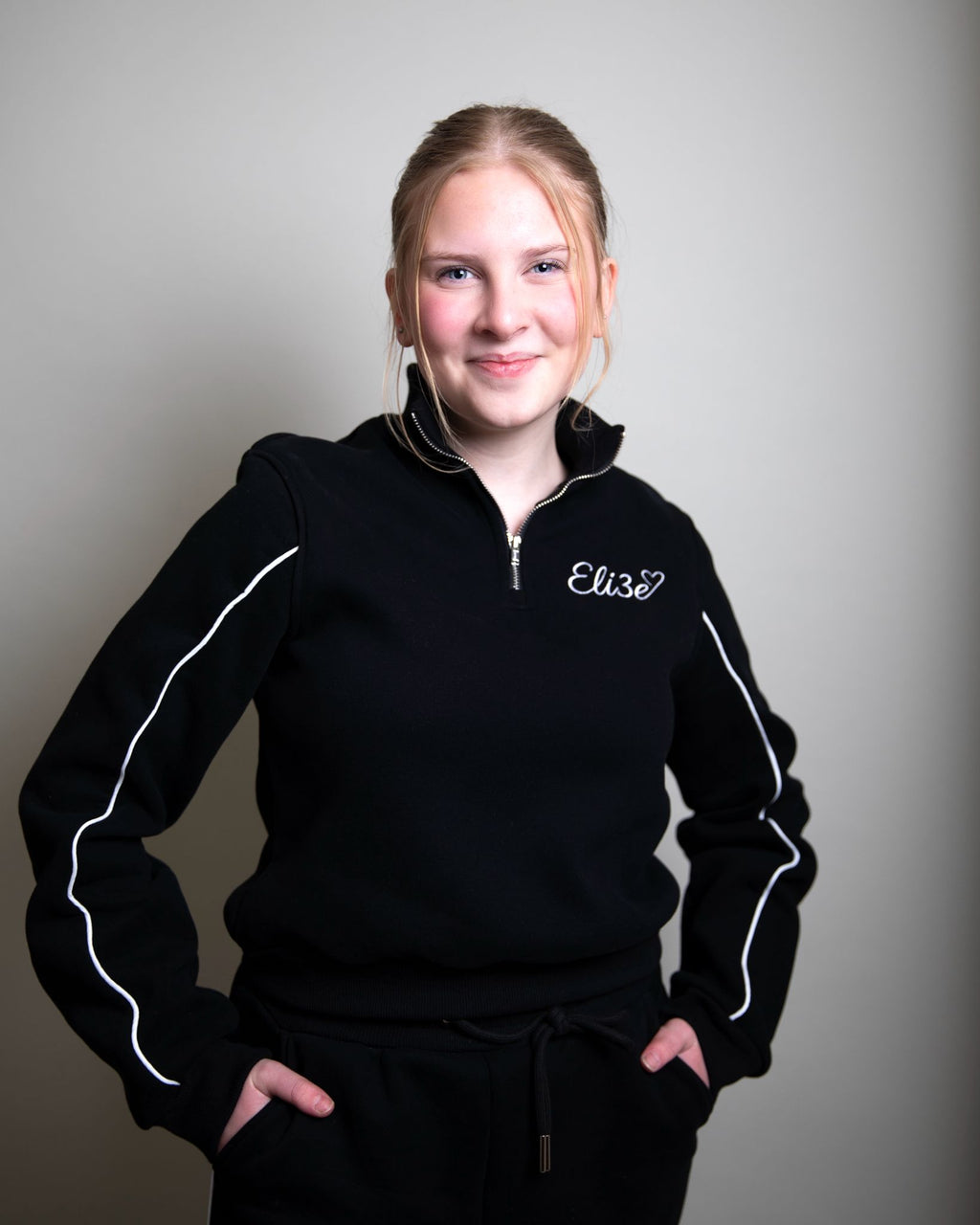 Eli3e Essentials Black Quarter Zip Tracksuit