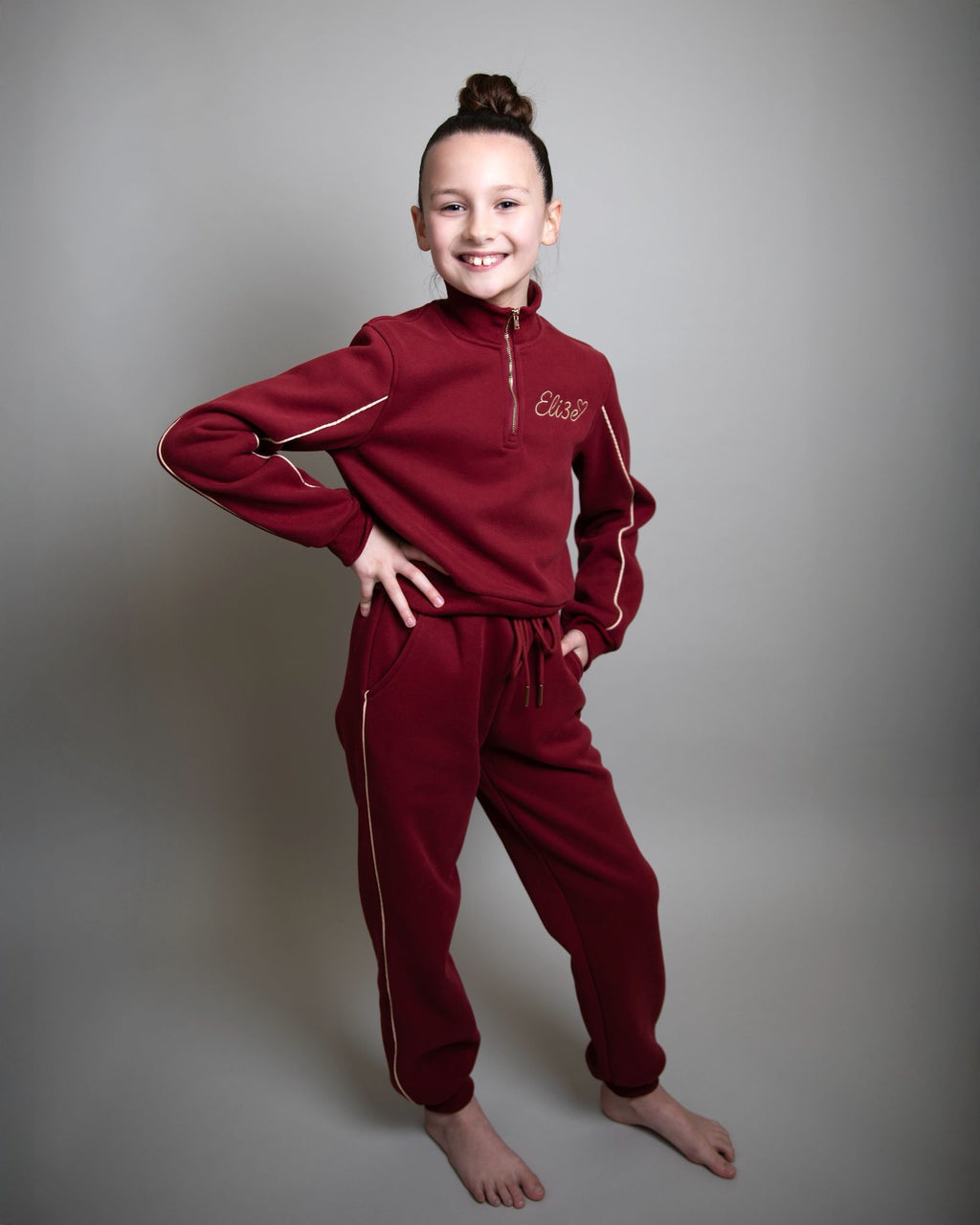 Eli3e Essentials Burgundy Quarter Zip Tracksuit