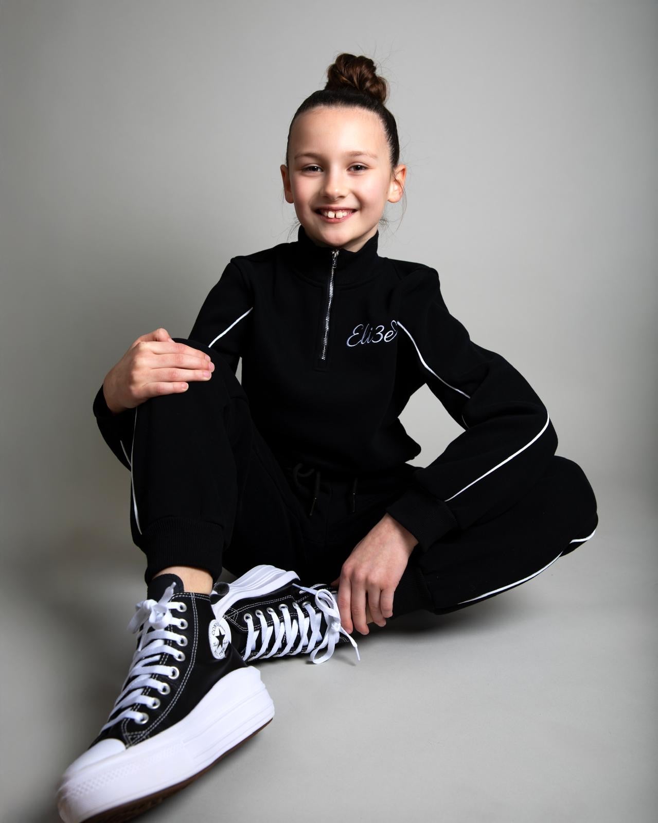 Eli3e Essentials Black Quarter Zip Tracksuit