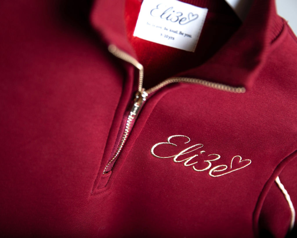 Eli3e Essentials Burgundy Quarter Zip Tracksuit